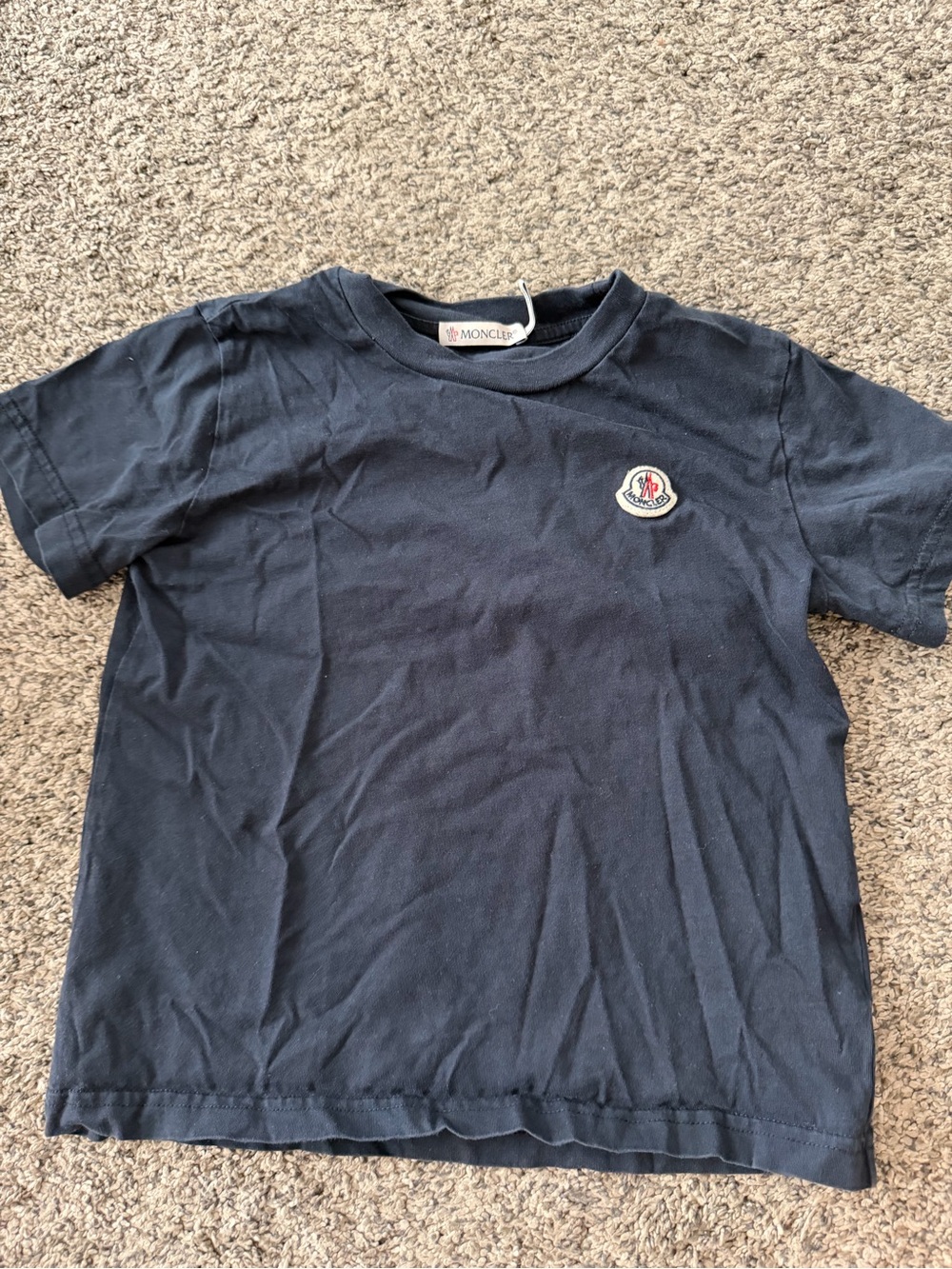 Moncler Navy Blue Kids Short-Sleeve Logo Tee